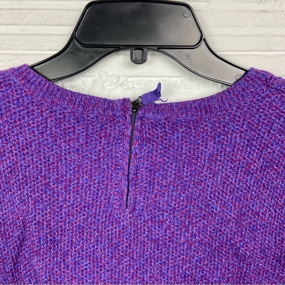 Talbots chunky cable knit Rich Purple Women's Crew Neck Sweater SZ large petite - Picture 11 of 12